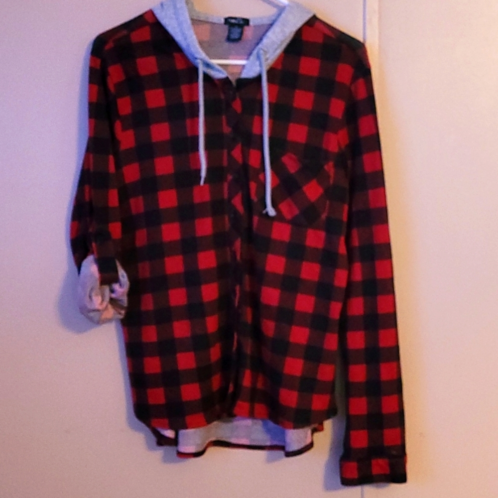 RUE21 Buffalo Plaid Flannel Hoodie